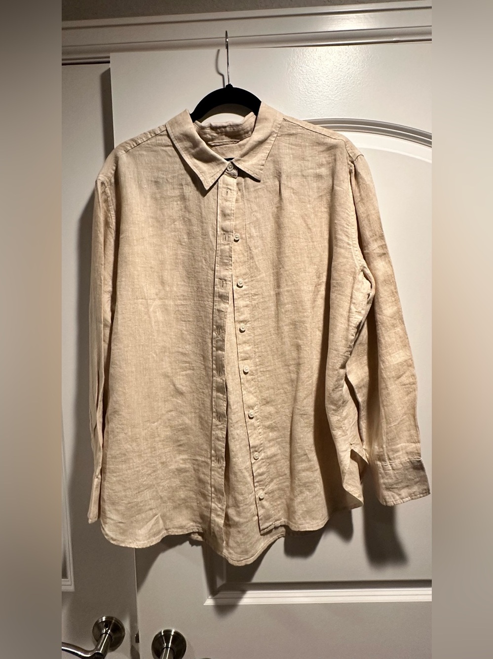 Talbots Women's Beige Linen Button-Down Shirt